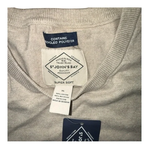 NWT St. John’s Bay Crew Neck Long Sleeve Pullover Sweater Stone Heather XL - Picture 2 of 8